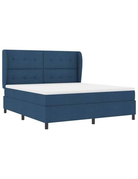 Letto a molle con testiera Blu 180 x 200 cm Tessuto