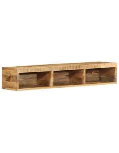 Mobile TV a Parete 100x30x19 cm Legno Grezzo Massello di Mango