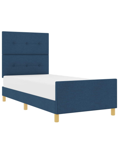 Struttura del letto con testiera Blu 90 x 200 cm Tessuto