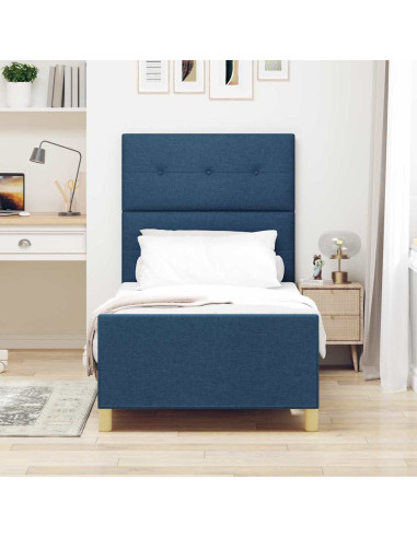 Struttura del letto con testiera Blu 90 x 200 cm Tessuto