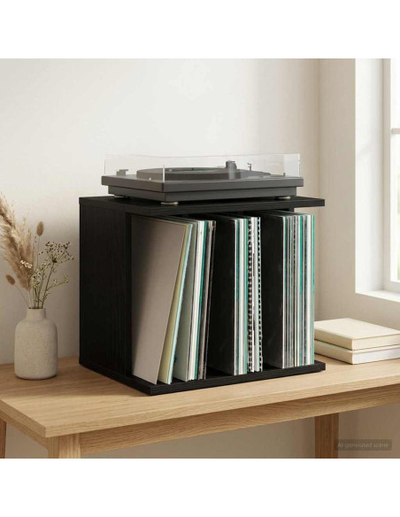 Storage per dischi in vinile Rovere Nero 42 x 33 x 36 cm