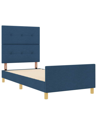 Struttura del letto con testiera Blu 90 x 200 cm Tessuto