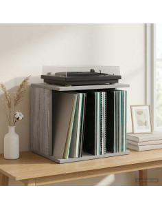 Storage per dischi in vinile Sonoma grigio 42 x 33 x 36 cm