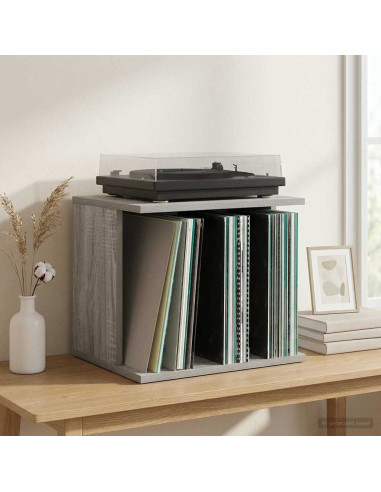 Storage per dischi in vinile Sonoma grigio 42 x 33 x 36 cm
