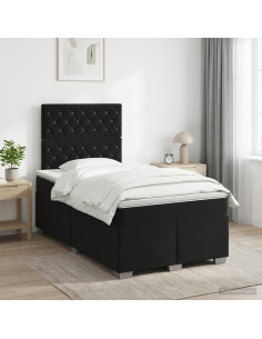 Letto box spring con materasso Nero 120 x 190 cm Velluto
