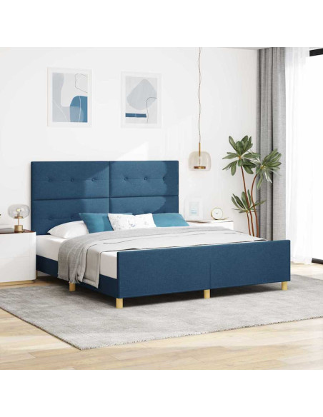 Struttura del letto con testiera Blu 180 x 200 cm Tessuto