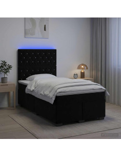 Letto box spring con materasso Nero 120 x 200 cm Velluto