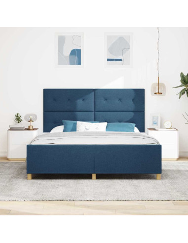 Struttura del letto con testiera Blu 180 x 200 cm Tessuto