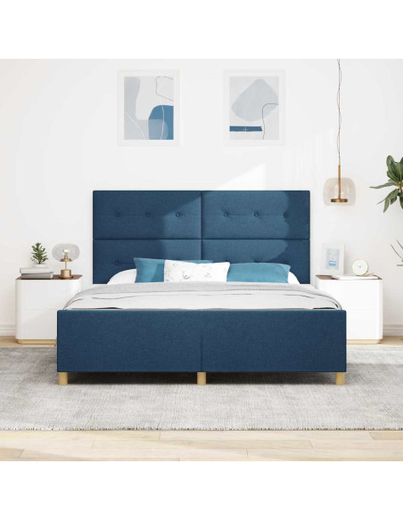 Struttura del letto con testiera Blu 180 x 200 cm Tessuto