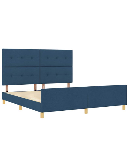 Struttura del letto con testiera Blu 180 x 200 cm Tessuto