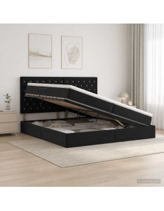 Letto con contenitore e materasso Nero 200 x 200 cm Velluto