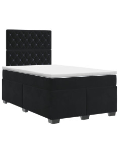 Letto box spring con materasso Nero 120 x 190 cm Velluto 2