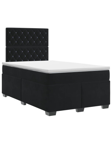 Letto box spring con materasso Nero 120 x 200 cm Velluto