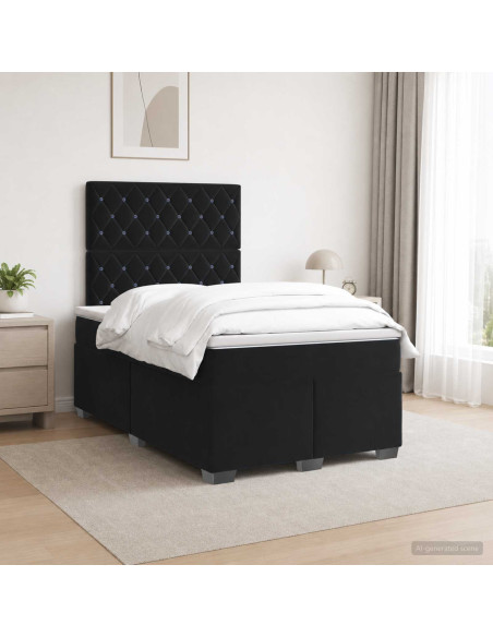 Letto box spring con materasso Nero 120 x 190 cm Velluto