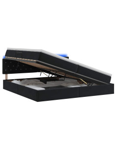 Letto con contenitore LED e materasso Nero 200 x 200 cm Velluto 2