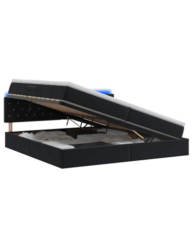 Letto con contenitore LED e materasso Nero 200 x 200 cm Velluto