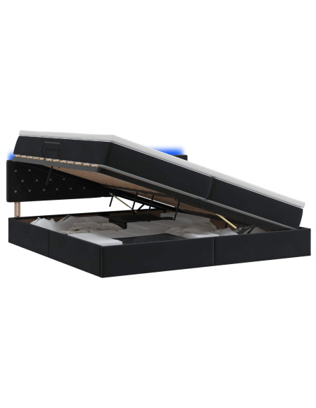 Letto con contenitore LED e materasso Nero 200 x 200 cm Velluto