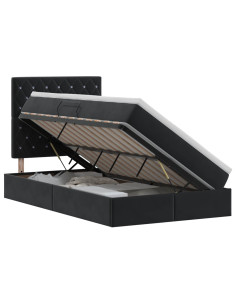 Letto con contenitore e materasso Nero 120 x 200 cm Velluto 2