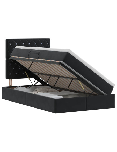 Letto con contenitore e materasso Nero 120 x 200 cm Velluto