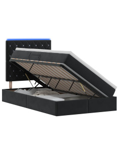 Letto con contenitore LED e materasso Nero 120 x 200 cm Velluto 2