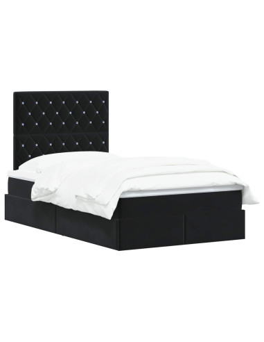 Letto con contenitore LED e materasso Nero 120 x 200 cm Velluto