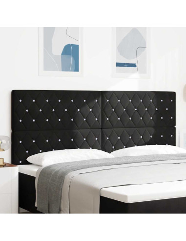 Testiera LED con strisce LED con testiera Nero 200 cm Velluto