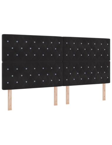 Testiera LED con strisce LED con testiera Nero 200 cm Velluto