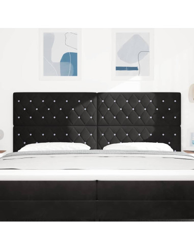 Testiera LED con strisce LED con testiera Nero 200 cm Velluto