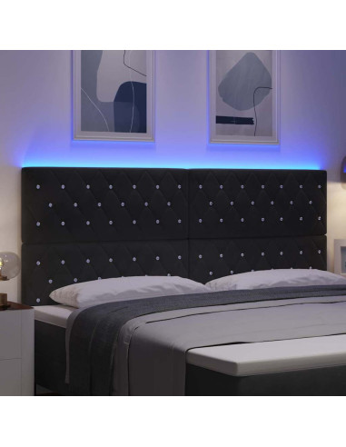 Testiera LED con strisce LED con testiera Nero 200 cm Velluto