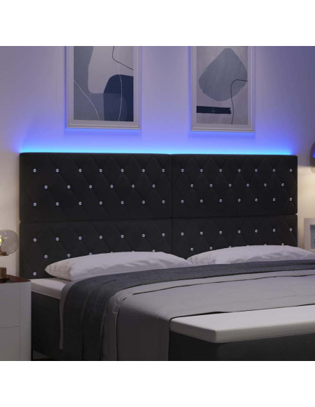 Testiera LED con strisce LED con testiera Nero 200 cm Velluto