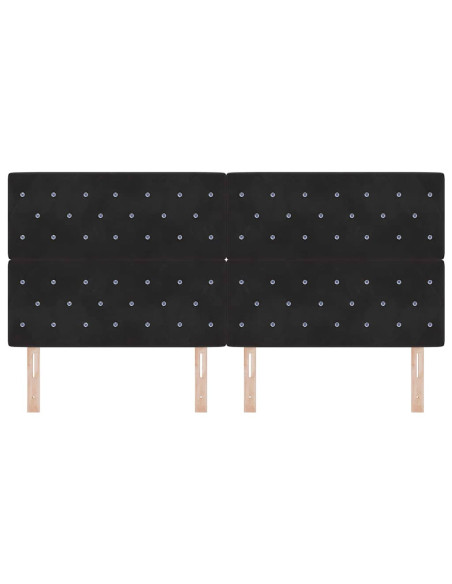 Testiera LED con strisce LED con testiera Nero 200 cm Velluto