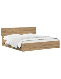 Bed Frame with Storage and Headboard Artisan Oak 180 x 200 cm