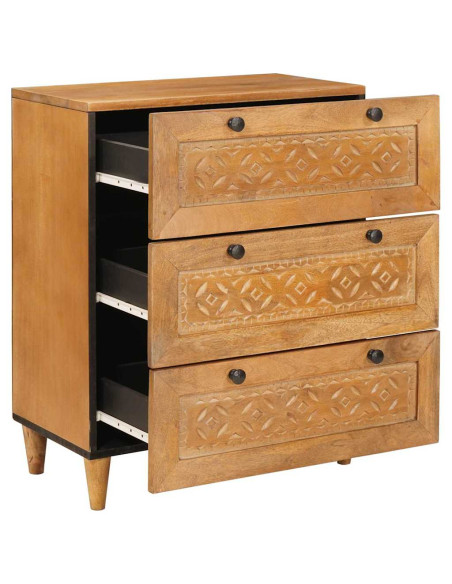 Credenza 2 pz 120 x 33,5 x 75 cm legno massello di mango