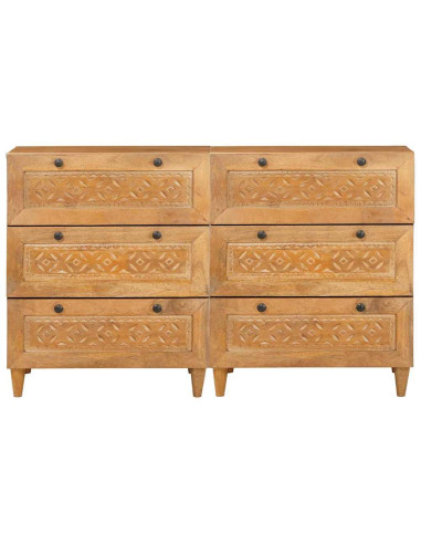 Credenza 2 pz 120 x 33,5 x 75 cm legno massello di mango
