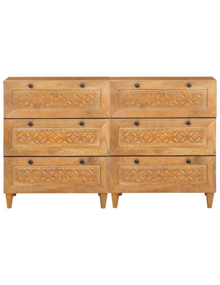 Credenza 2 pz 120 x 33,5 x 75 cm legno massello di mango