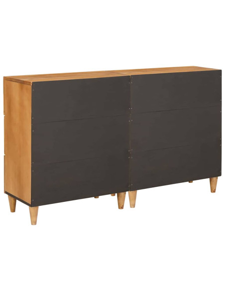 Credenza 2 pz 120 x 33,5 x 75 cm legno massello di mango