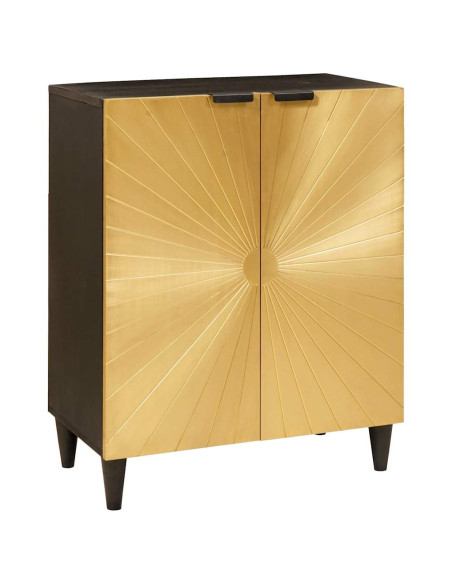 Credenza Nero e Oro 60 x 33 x 75 cm Legno di mango massello