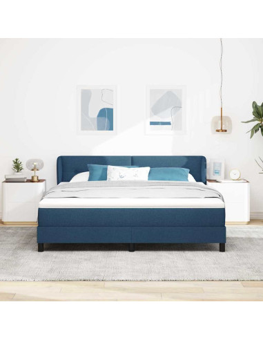 Letto a molle con testiera Blu 180 x 200 cm Tessuto
