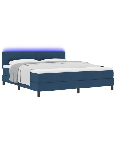 Letto a molle con strisce LED Blu 180 x 200 cm Tessuto