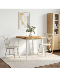 90 x 90 x 75 cm Legno di Acacia Massello Bianco Quadrato