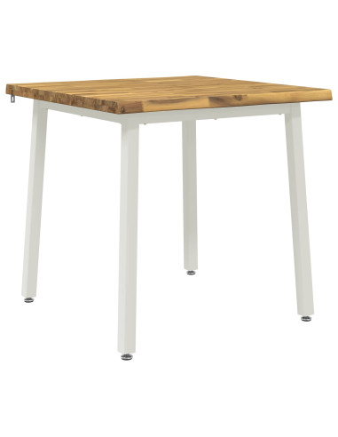 90 x 90 x 75 cm Legno di Acacia Massello Bianco Quadrato