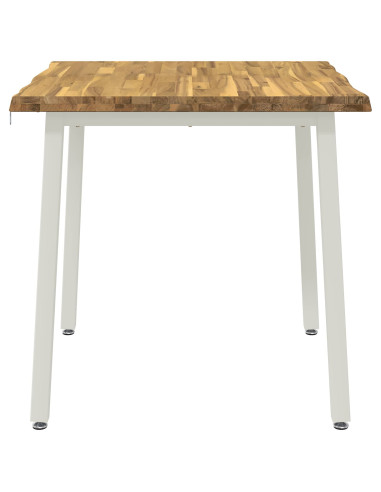 90 x 90 x 75 cm Legno di Acacia Massello Bianco Quadrato