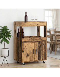 Carrello da Bar Legno di quercia 60 x 39.5 x 89 cm