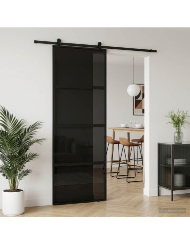 Porta scorrevole 76 x 205 cm Vetro Temperato e Alluminio