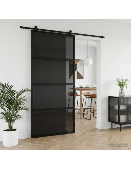 Porta scorrevole 102.5 x 205 cm Vetro Temperato e Alluminio