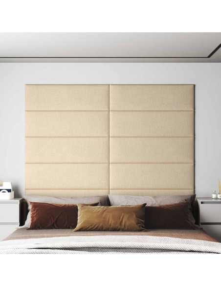 Testiera da Parete 12 pz 90 x 30 cm Crema Tessuto