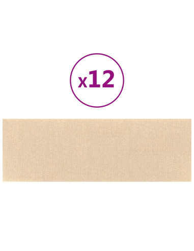 Testiera da Parete 12 pz 90 x 30 cm Crema Tessuto