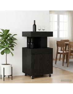 Carrello da Bar Rovere Nero 50 x 41 x 89 cm