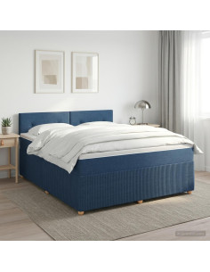 Letto box spring con materasso Blu 180 x 200 cm Tessuto