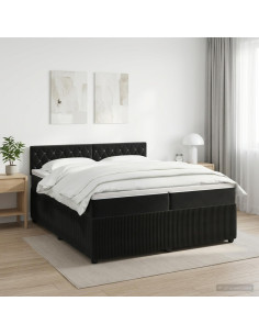 Letto box spring con materasso Nero 200 x 200 cm Velluto